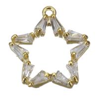Brass Star Pendants, with cubic zirconia, golden Approx 1mm 