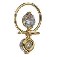 Brass Earring Drop Component, with cubic zirconia, golden 