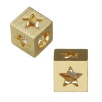 Кубический цирконий латуни бисер, Латунь, с кубический цирконий, Квадратная форма, Золотой отверстие:Приблизительно 4.5mm, продается PC