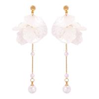 Resin Zinc Alloy Earring, with Resin & Plastic Pearl, for woman, white 