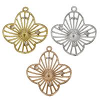 Brass Pendant Component, Four Leaf Clover, plated, micro pave cubic zirconia 1mm Approx 1.5mm 