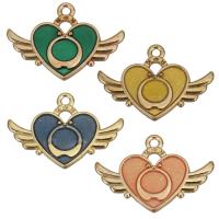 Zinc Alloy Heart Pendants, Winged Heart, plated, enamel 1mm Approx 2mm 