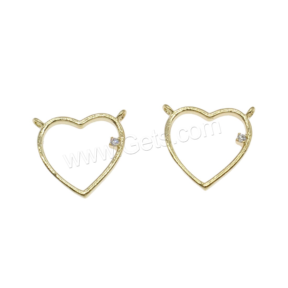 Rhinestone Brass Connector, Heart, plated, with rhinestone & 1/1 loop & hollow, more colors for choice, 14x15mm, Hole:Approx 1mm, 60PCs/Bag, Sold By Bag