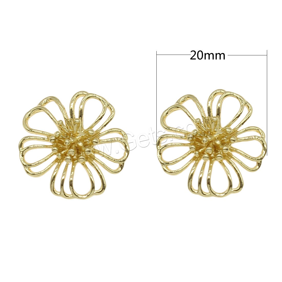Brass Cabochon, Flower, plated, hollow, more colors for choice, 20x20mm, 50PCs/Bag, Sold By Bag