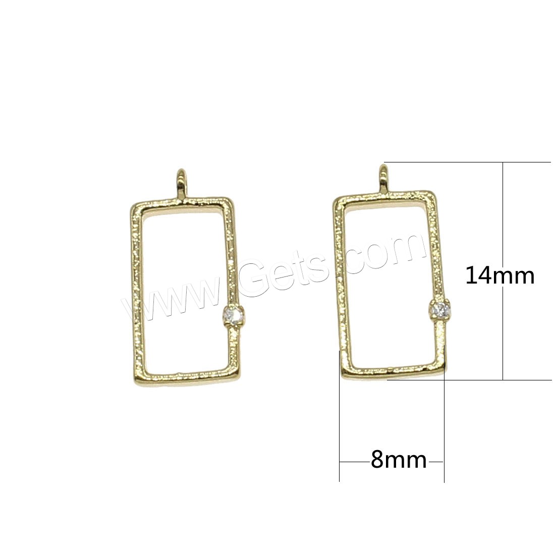 Rhinestone Brass Pendants, Rectangle, plated, with rhinestone & hollow, more colors for choice, 14x8mm, Hole:Approx 0.7mm, 68PCs/Bag, Sold By Bag