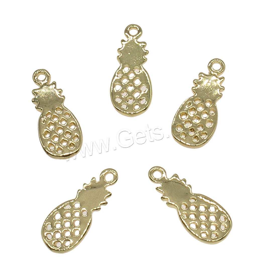 Brass Fruit Pendants, Pineapple, plated, more colors for choice, 7x18mm, Hole:Approx 0.7mm, 150PCs/Bag, Sold By Bag