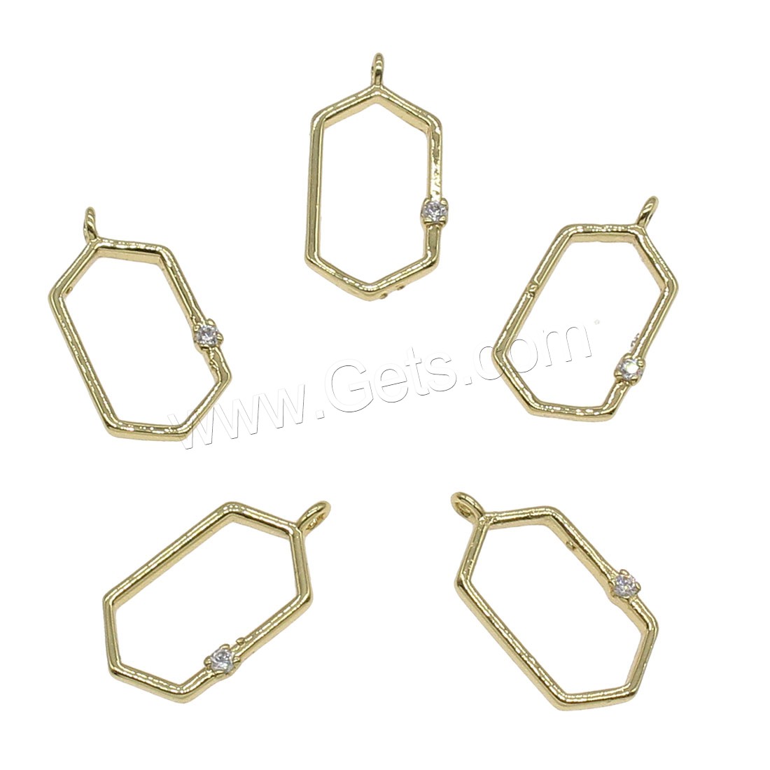 Rhinestone Brass Pendants, Hexagon, plated, with rhinestone & hollow, more colors for choice, 9x17mm, Hole:Approx 0.5mm, 100PCs/Bag, Sold By Bag
