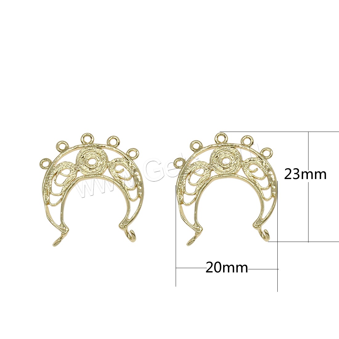 Brass Connector, plated, 2/5 loop, more colors for choice, 20x23mm, Hole:Approx 0.6mm, 50PCs/Bag, Sold By Bag