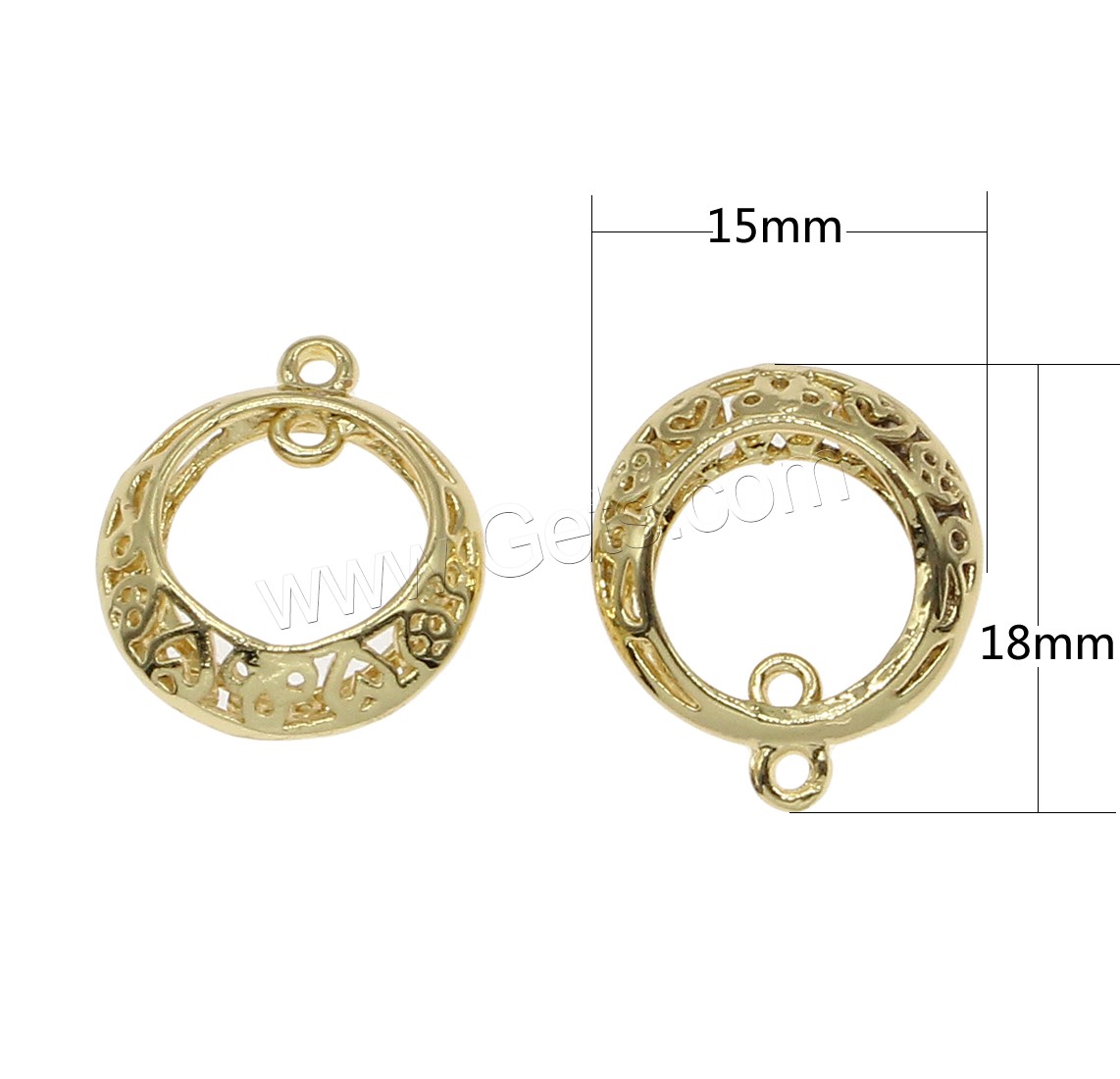 Brass Connector, plated, 1/1 loop & hollow, more colors for choice, 15x18mm, Hole:Approx 0.8mm, 50PCs/Bag, Sold By Bag