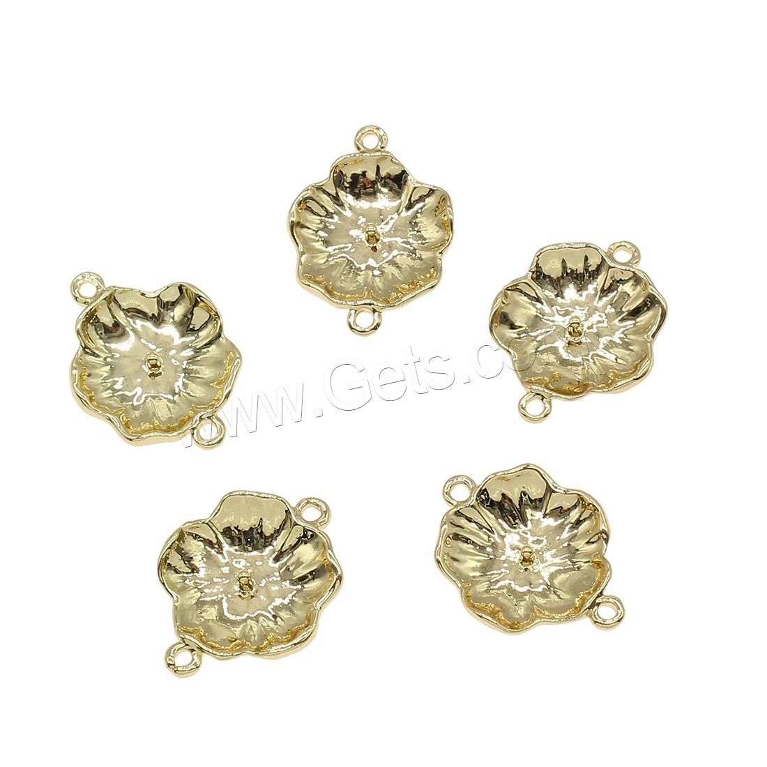 Brass Connector, Flower, plated, 1/1 loop, more colors for choice, 14x19mm, Hole:Approx 0.7mm, 50PCs/Bag, Sold By Bag