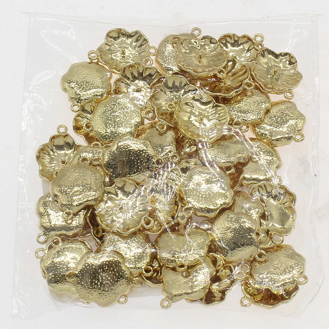 Brass Connector, Flower, plated, 1/1 loop, more colors for choice, 14x19mm, Hole:Approx 0.7mm, 50PCs/Bag, Sold By Bag