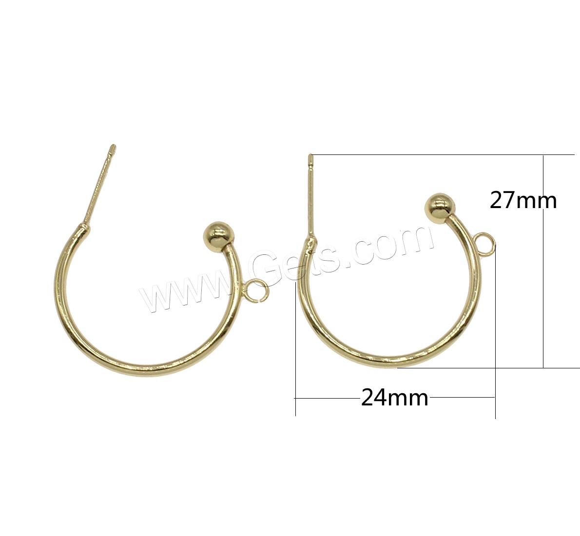 Brass Earring Stud Component, plated, more colors for choice, 24x27mm, Hole:Approx 1.3mm, 50PCs/Bag, Sold By Bag