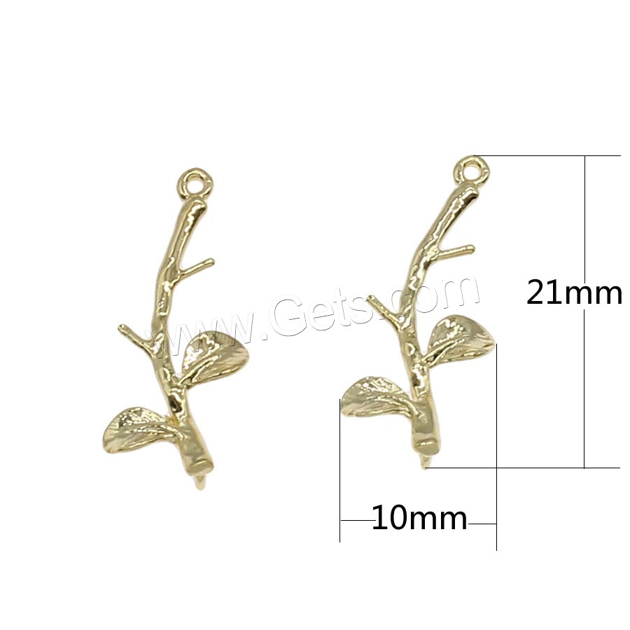 Brass Connector, Branch, plated, 1/1 loop, more colors for choice, 10x21mm, Hole:Approx 0.6mm, 76PCs/Bag, Sold By Bag