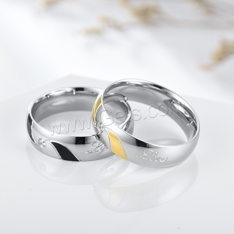 Cubic Zirconia anillo de dedo de acero inoxidable, chapado, unisexo & diverso tamaño para la opción & con circonia cúbica, más colores para la opción, 6mm, Vendido por UD