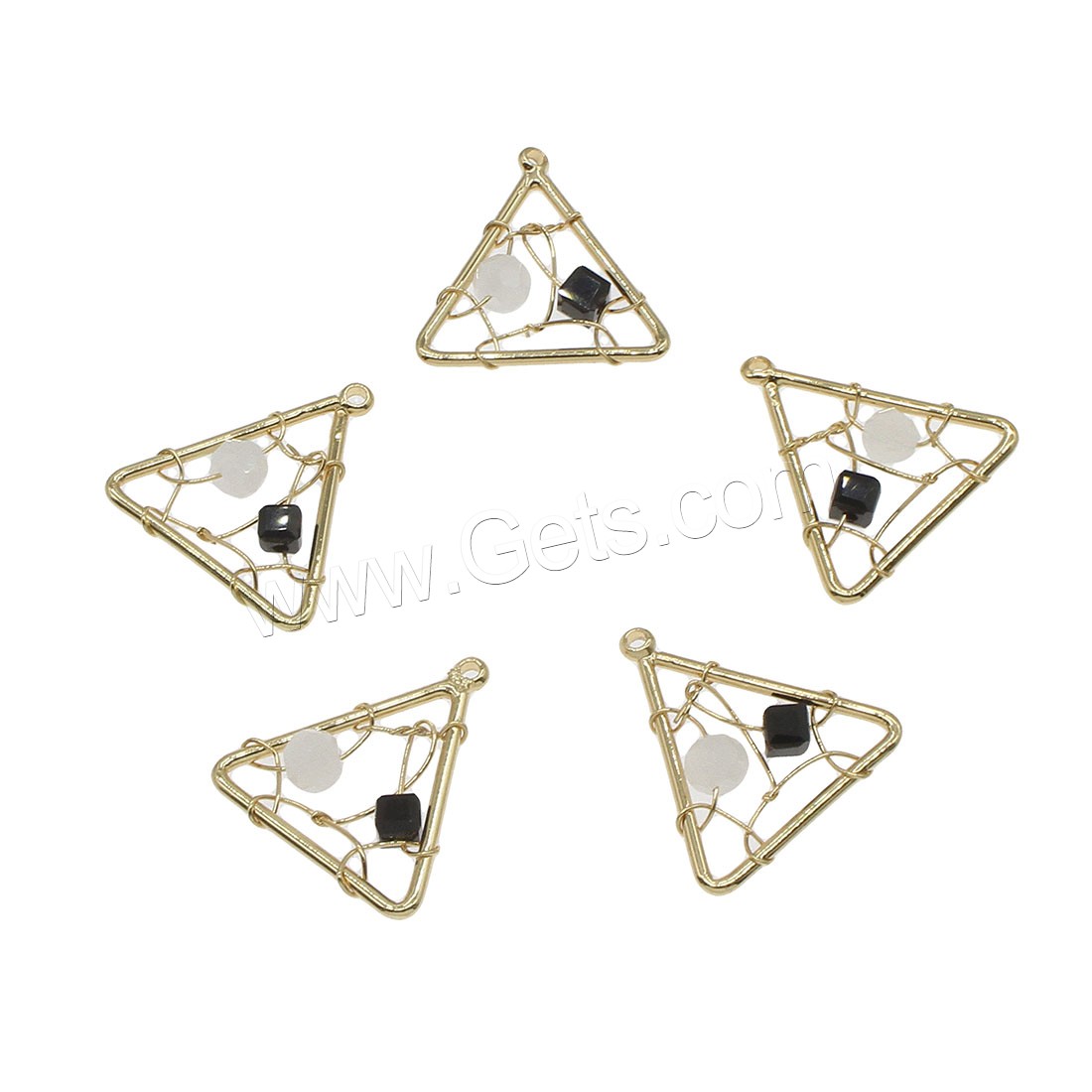 Colgantes de cristal del latón, metal, con Vidrio, Triángulo, chapado, hueco, más colores para la opción, 17x18mm, agujero:aproximado 0.5mm, 80PCs/Bolsa, Vendido por Bolsa