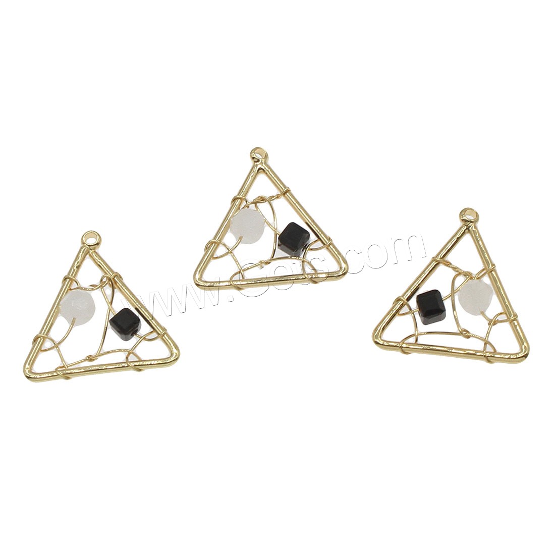 Glass Brass Pendants, with Glass, Triangle, plated, hollow, more colors for choice, 17x18mm, Hole:Approx 0.5mm, 80PCs/Bag, Sold By Bag
