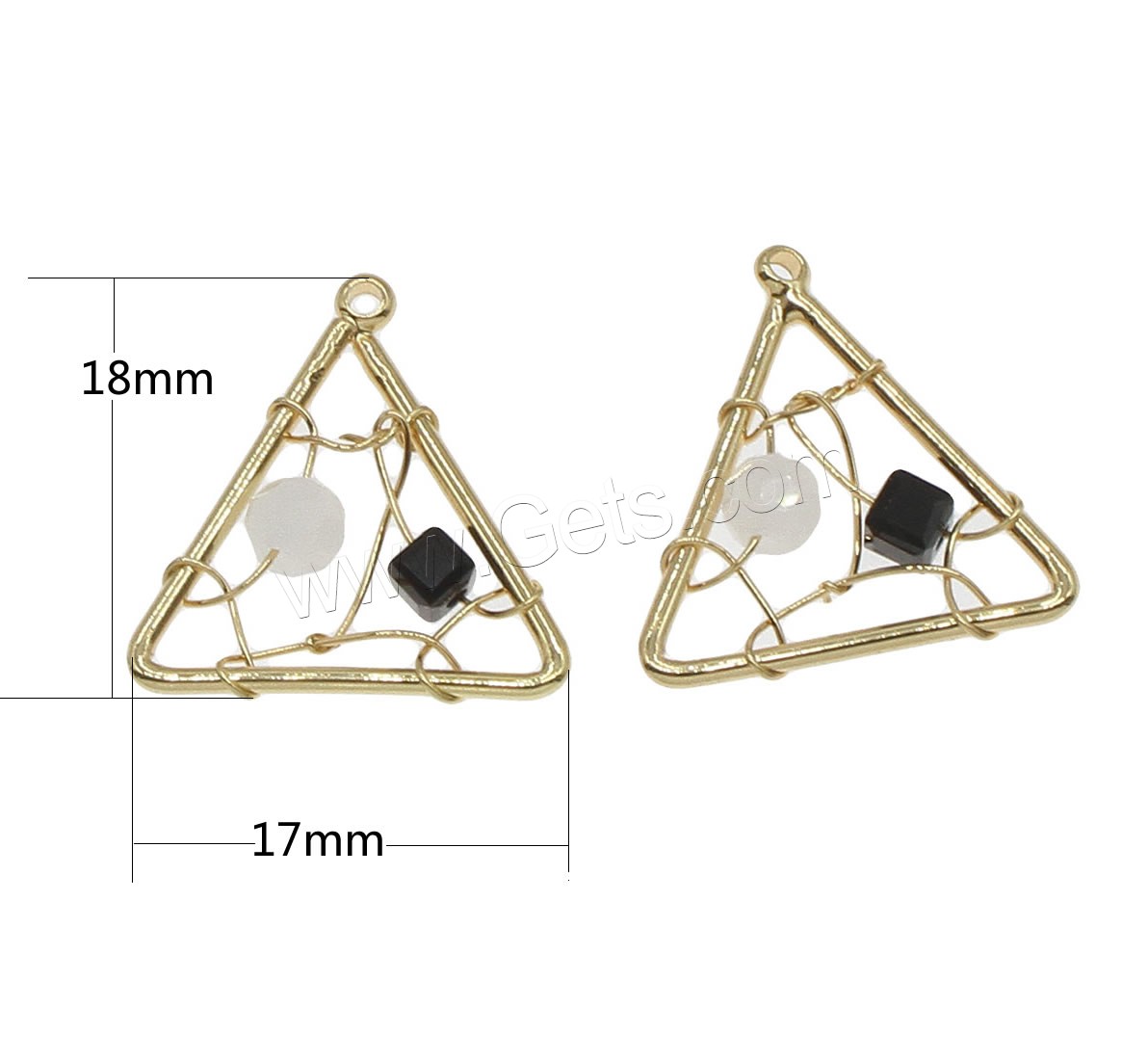 Glass Brass Pendants, with Glass, Triangle, plated, hollow, more colors for choice, 17x18mm, Hole:Approx 0.5mm, 80PCs/Bag, Sold By Bag