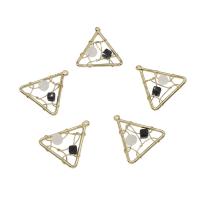 Glass Brass Pendants, with Glass, Triangle, plated, hollow Approx 0.5mm 