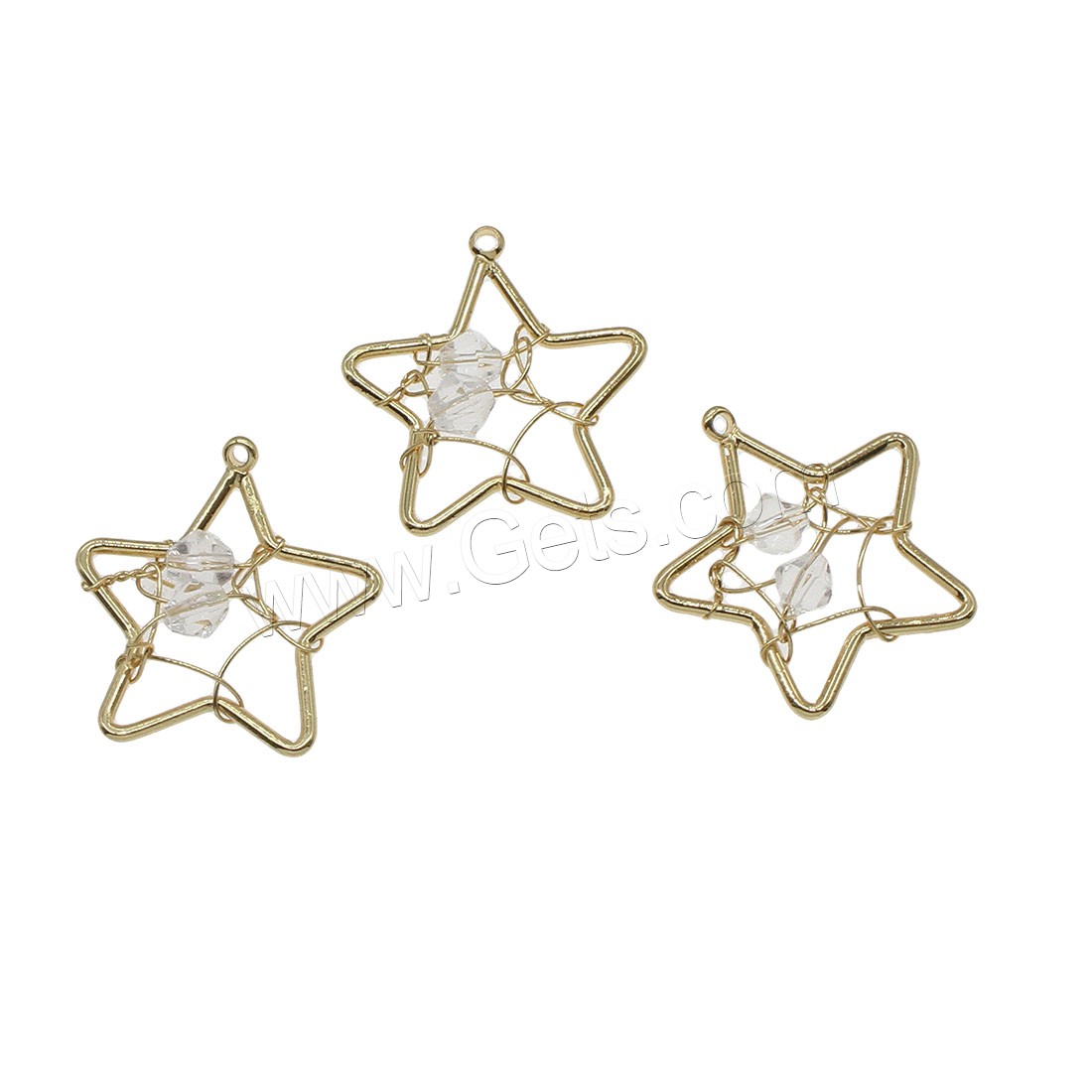 Glass Brass Pendants, with Glass, Star, plated, hollow, more colors for choice, 19x21mm, Hole:Approx 0.5mm, 32PCs/Bag, Sold By Bag