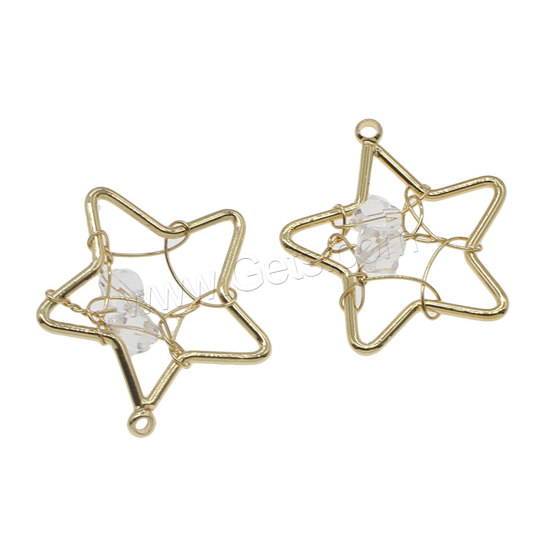Glass Brass Pendants, with Glass, Star, plated, hollow, more colors for choice, 19x21mm, Hole:Approx 0.5mm, 32PCs/Bag, Sold By Bag