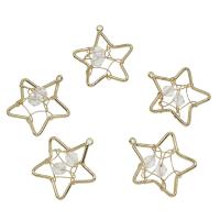 Glass Brass Pendants, with Glass, Star, plated, hollow Approx 0.5mm 