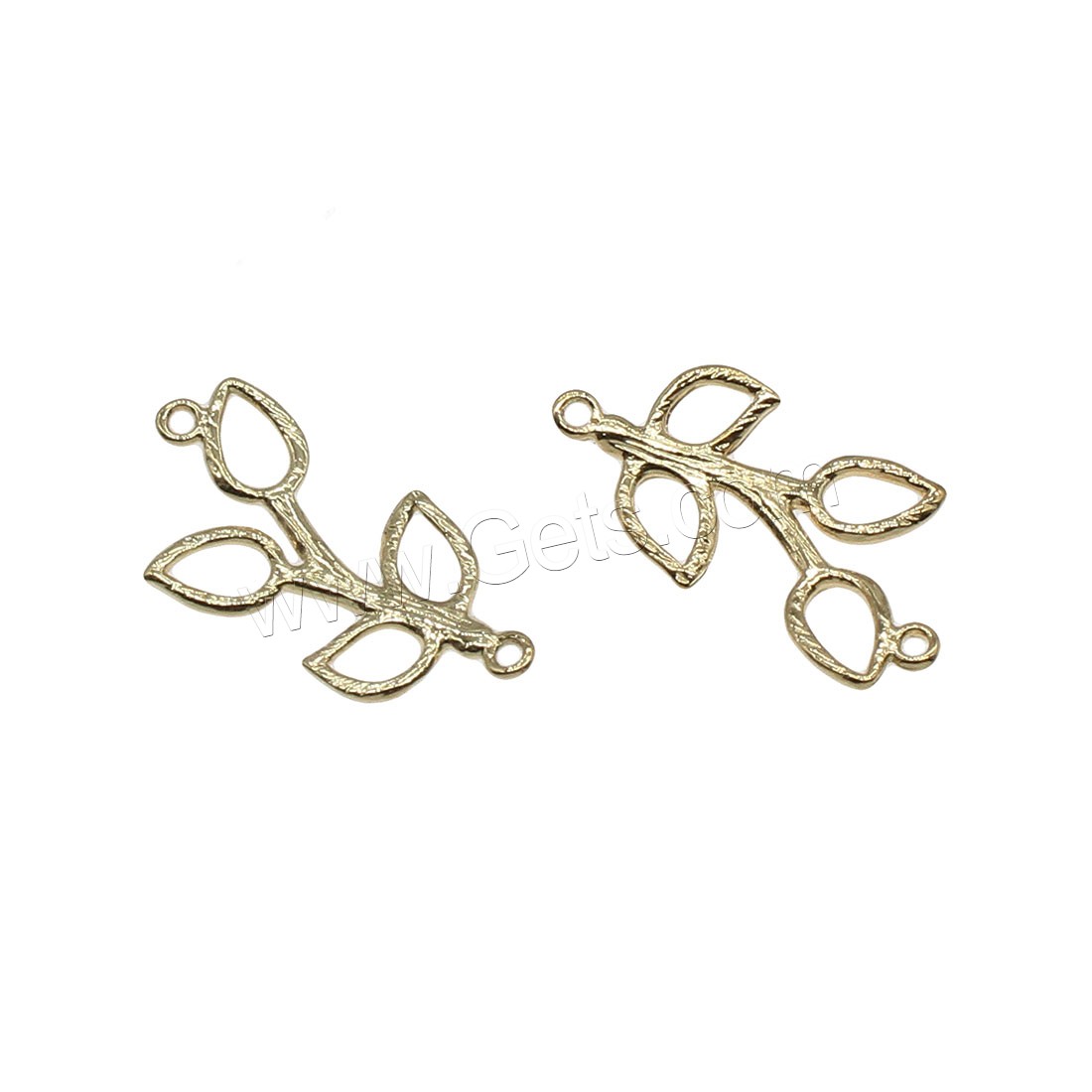 Brass Connector, Leaf, plated, 1/1 loop, more colors for choice, 10x20mm, Hole:Approx 0.5mm, 100PCs/Bag, Sold By Bag