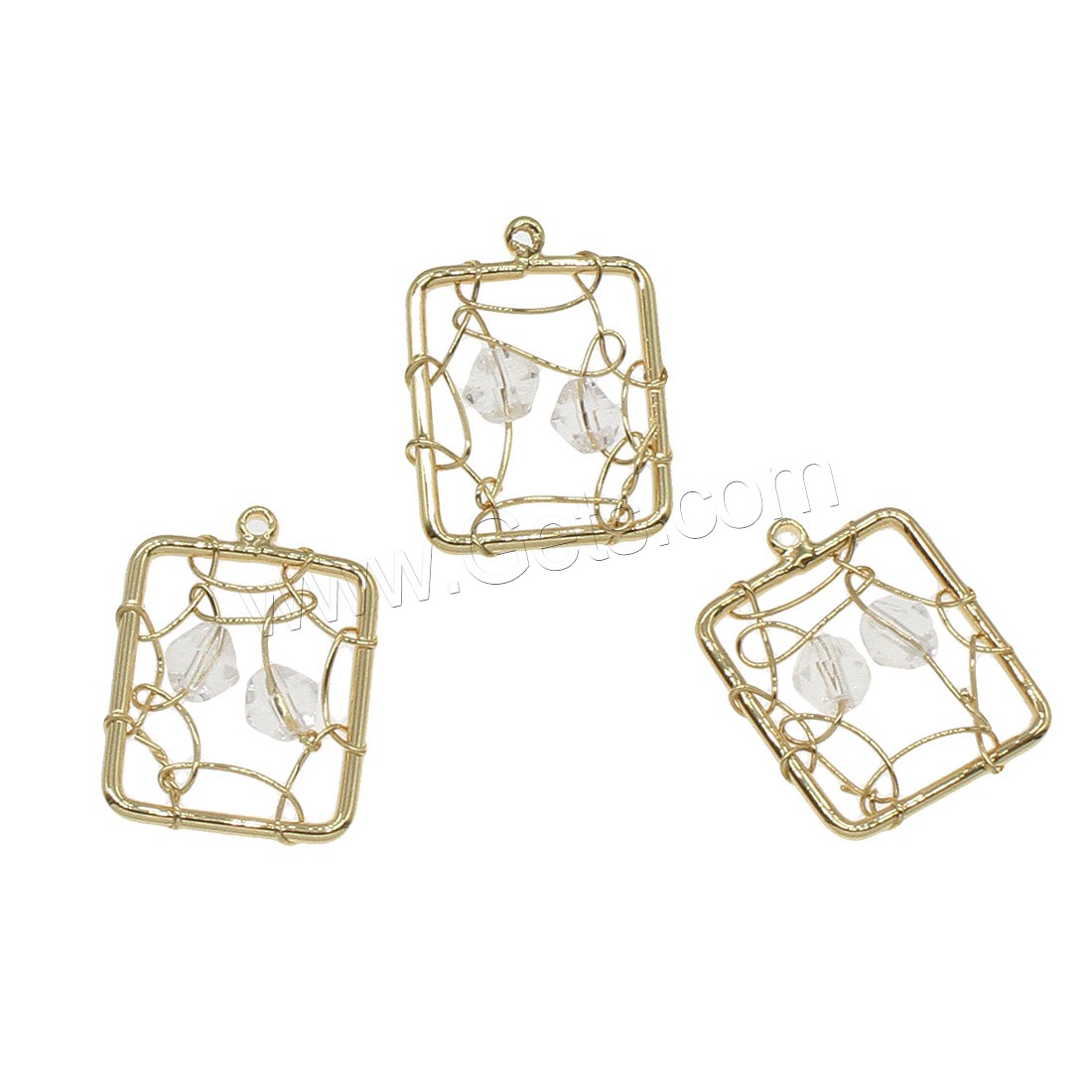 Glass Brass Pendants, with Glass, Square, plated, hollow, more colors for choice, 14x19mm, Hole:Approx 0.5mm, 50PCs/Bag, Sold By Bag