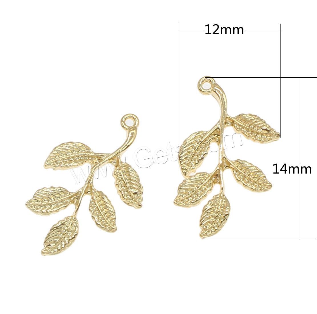 Brass Leaf Pendants, plated, more colors for choice, 14x12mm, Hole:Approx 0.5mm, 100PCs/Bag, Sold By Bag