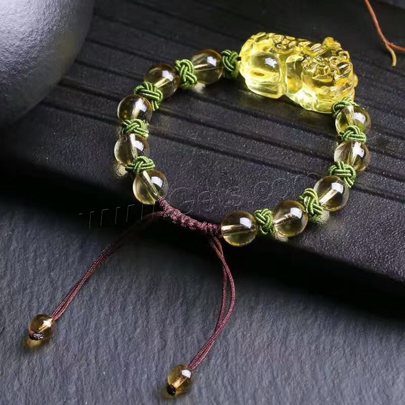Citrine Bracelet, with Cotton Cord, Fabulous Wild Beast, polished, different size for choice & for woman, yellow, 28x18mm, Sold By Strand