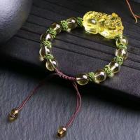 Citrine Bracelet, with Cotton Cord, Fabulous Wild Beast, polished & for woman, yellow 