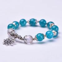​Amazonite​ Bracelet, with Zinc Alloy, silver color plated, polished & for woman, blue, 10mm Approx 6 Inch 
