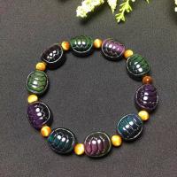 Black Obsidian Bracelet, with Gemstone, polished, for woman, multi-colored Approx 6 Inch 