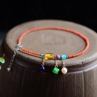 Yunnan Red Agate Anklet, with Gemstone & Zinc Alloy, zinc alloy lobster clasp, plated, for woman, 2mm Approx 9.8 Inch 