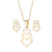 Fashion Stainless Steel Jewelry Sets, Stud Earring & necklace, Heart, for woman 0c 