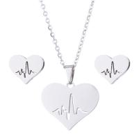 Fashion Stainless Steel Jewelry Sets, Stud Earring & necklace, Heart, for woman 