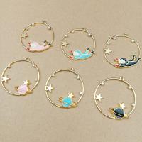 Zinc Alloy Enamel Pendants, gold color plated & with rhinestone  Approx 2mm, 20/Bag 