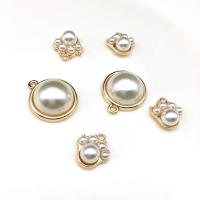 Zinc Alloy Jewelry Pendants, with Plastic Pearl, gold color plated Approx 2mm, 20/Bag 