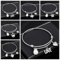 Stainless Steel Bangle, plated, adjustable & for woman .7 Inch 