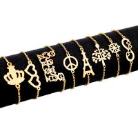 Bracelets en acier inoxydable, avec 3cm chaînes de rallonge, Placage, styles différents pour le choix & pour femme, Or .6 pouce, Vendu par brin