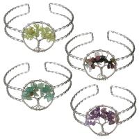 Brass Cuff Bangle, with Gemstone, silver color plated & for woman, 30mm,12mm 