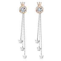 Brass Split Earring, Crown, plated, micro pave cubic zirconia & for woman 