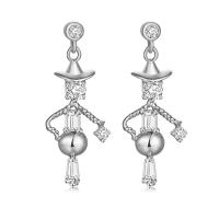 Cubic Zirconia Micro Pave Brass Earring, Cartoon, platinum plated, micro pave cubic zirconia & for woman 