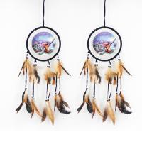 Fashion Dream Catcher, Iron, with Cotton Thread & Feather, brown, 560mm 