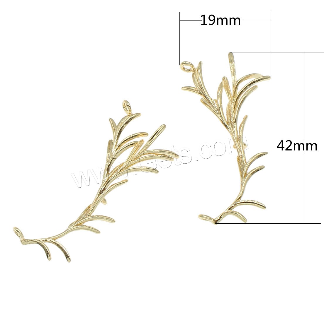 Brass Connector, Leaf, plated, 1/1 loop, more colors for choice, 42x19x5mm, Hole:Approx 1mm, 20PCs/Bag, Sold By Bag