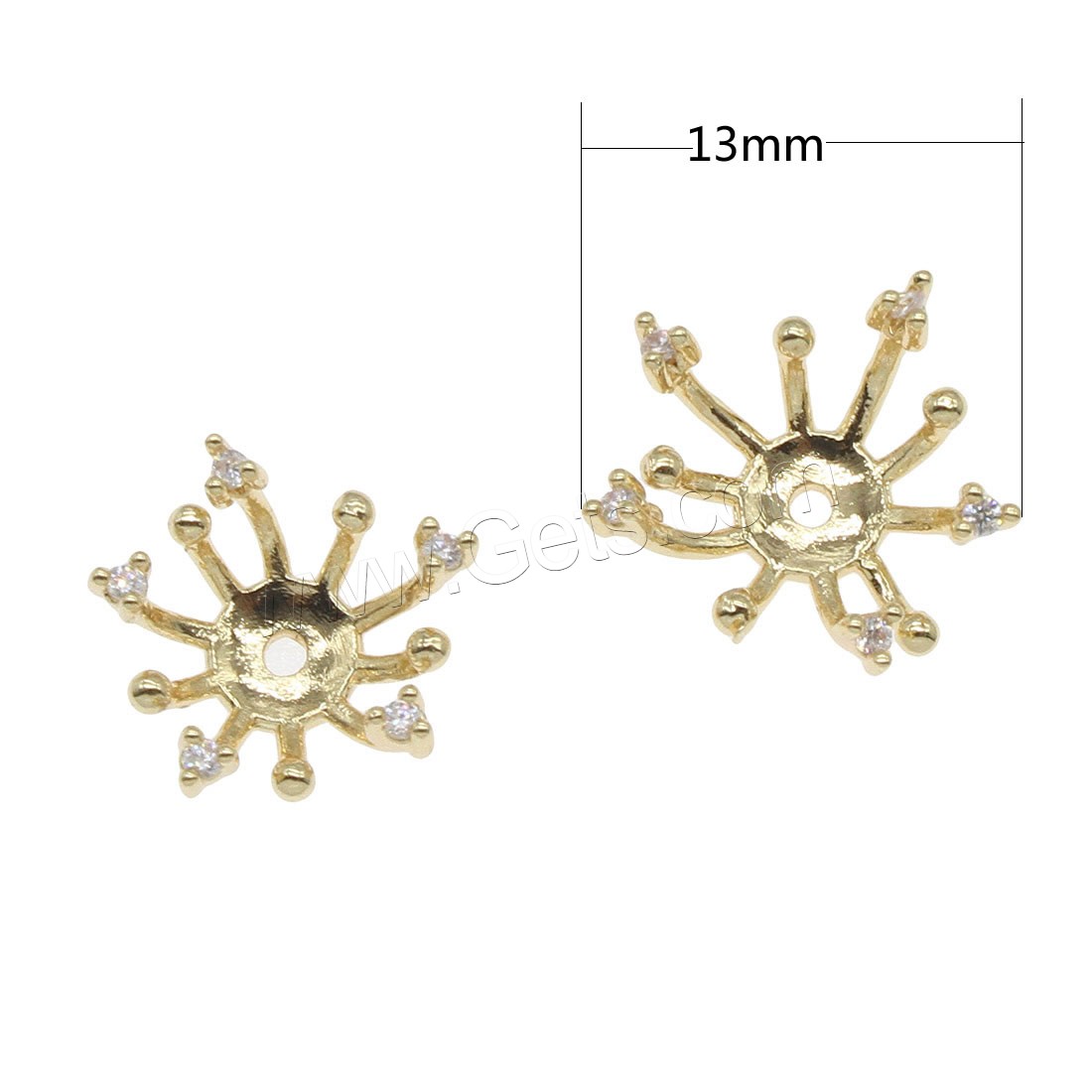 Brass Bead Cap, plated, with rhinestone, more colors for choice, 13x13x7mm, Hole:Approx 1mm, 50PCs/Bag, Sold By Bag