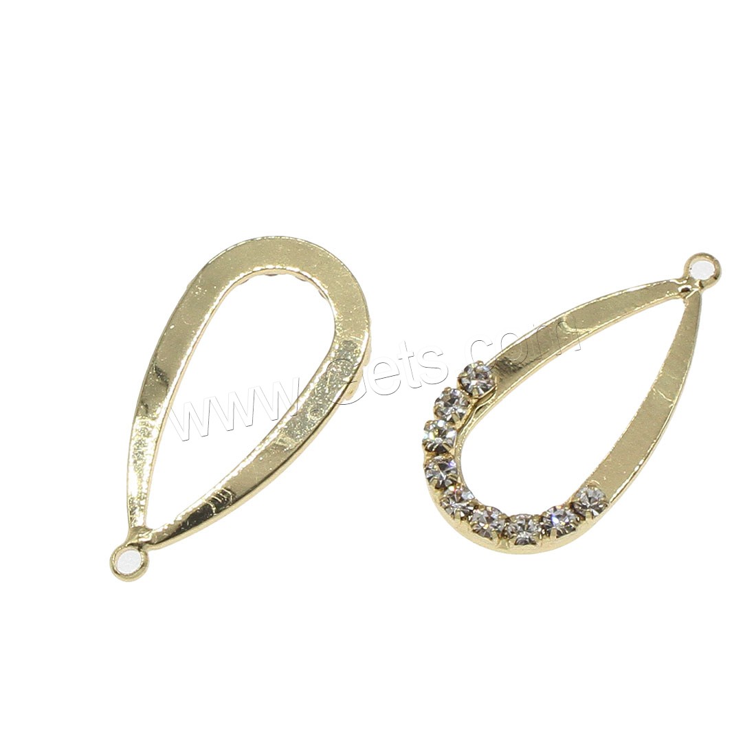 Rhinestone Brass Pendants, Teardrop, plated, with rhinestone, more colors for choice, 13x24mm, Hole:Approx 1mm, 50PCs/Bag, Sold By Bag