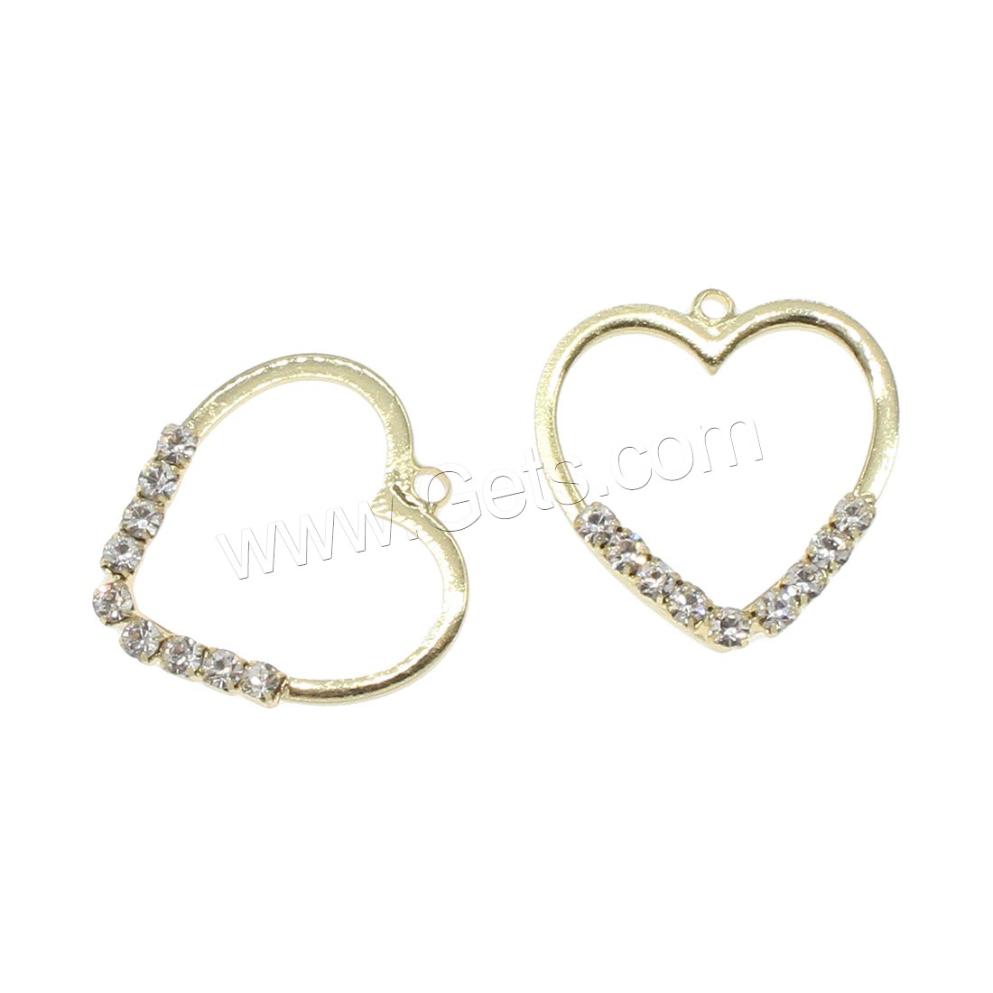 Brass Heart Pendants, plated, with rhinestone, more colors for choice, 20x20mm, Hole:Approx 1mm, 50PCs/Bag, Sold By Bag