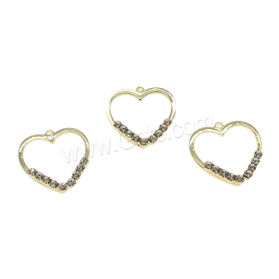 Brass Heart Pendants, plated, with rhinestone, more colors for choice, 20x20mm, Hole:Approx 1mm, 50PCs/Bag, Sold By Bag
