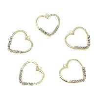 Brass Heart Pendants, plated, with rhinestone Approx 1mm 