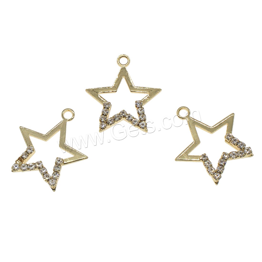 Rhinestone Brass Pendants, Star, plated, with rhinestone & hollow, more colors for choice, 22x24mm, Hole:Approx 1.2mm, 30PCs/Bag, Sold By Bag